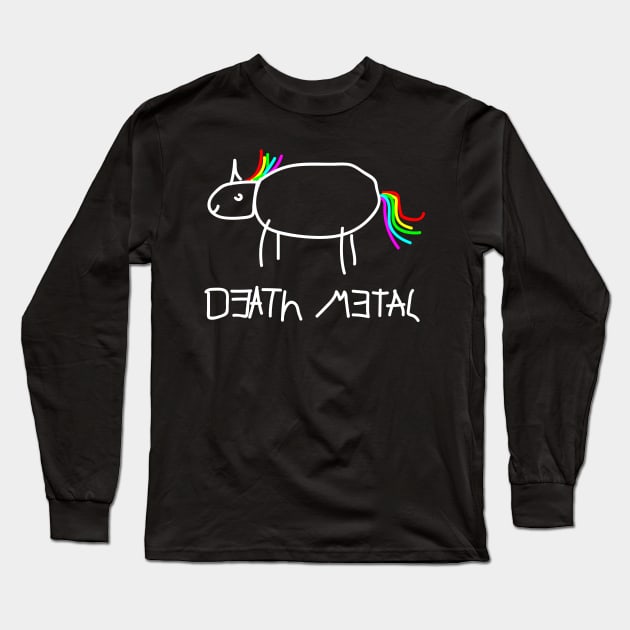 Death Metal rainbow unicorn Long Sleeve T-Shirt by bannie